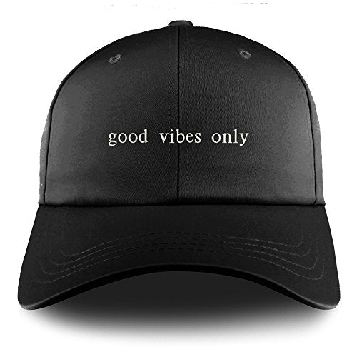 Trendy Apparel Shop Good Vibes Only Embroidered Structured Satin Adjustable Cap