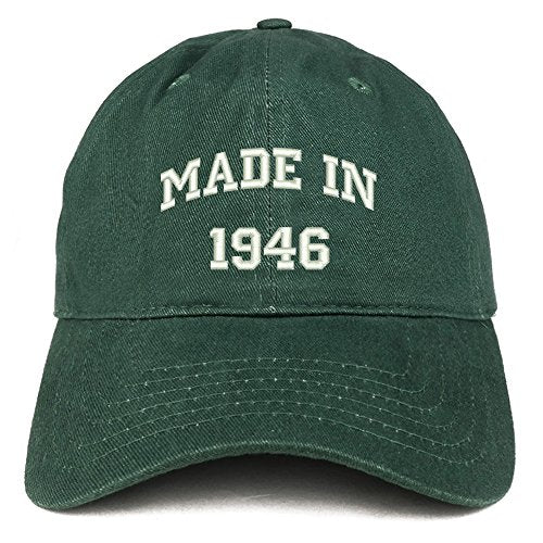 Trendy Apparel Shop Made in 1946 Text Embroidered 75th Birthday Brushed Cotton Cap