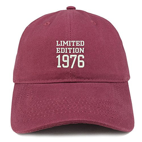 Trendy Apparel Shop Limited Edition 1976 Embroidered Birthday Gift Brushed Cotton Cap