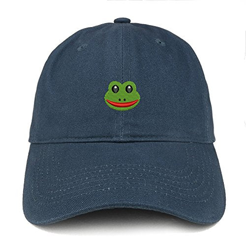 Trendy Apparel Shop Frog Emoticon Embroidered 100% Soft Brushed Cotton Low Profile Cap
