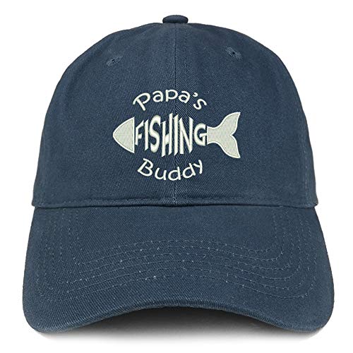Trendy Apparel Shop Papa's Fishing Buddy Embroidered Soft Crown 100% Brushed Cotton Cap