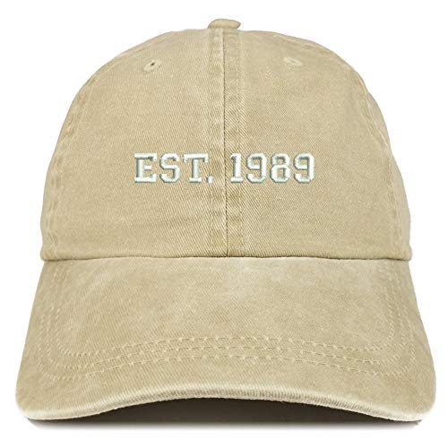 Trendy Apparel Shop EST 1988 Embroidered - 32nd Birthday Gift Pigment Dyed Washed Cap