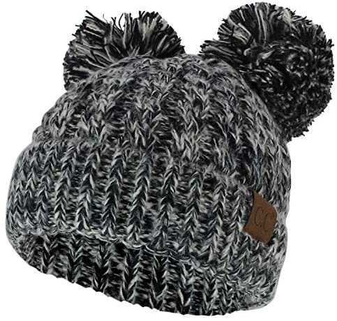 Trendy Apparel Shop Pom Pom Ears Winter Cable Knit Cuff Long Beanie