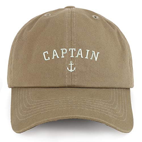 Trendy Apparel Shop XXL Captain Anchor Embroidered Unstructured Cotton Cap