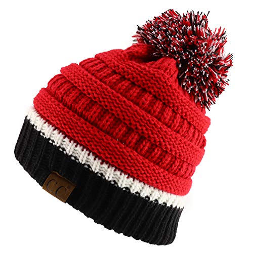 Trendy Apparel Shop Team Color Ribbed Knit Pom Pom Winter Beanie Hat
