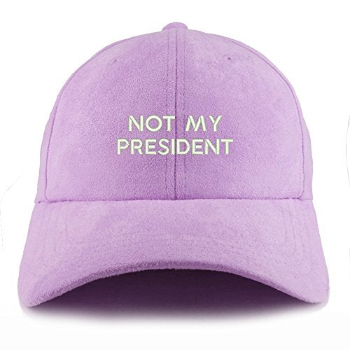 Trendy Apparel Shop Not My President Embroidered Faux Suede Leather Adjustable Cap
