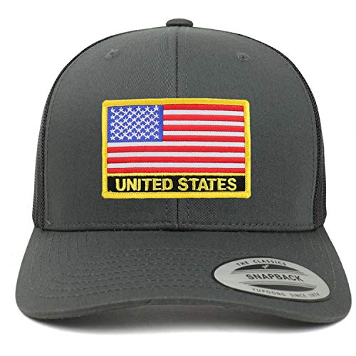 Trendy Apparel Shop United States Flag Patch Retro Trucker Mesh Cap
