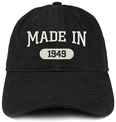 Trendy Apparel Shop Made in 1949 Embroidered 72nd Birthday Brushed Cotton Cap