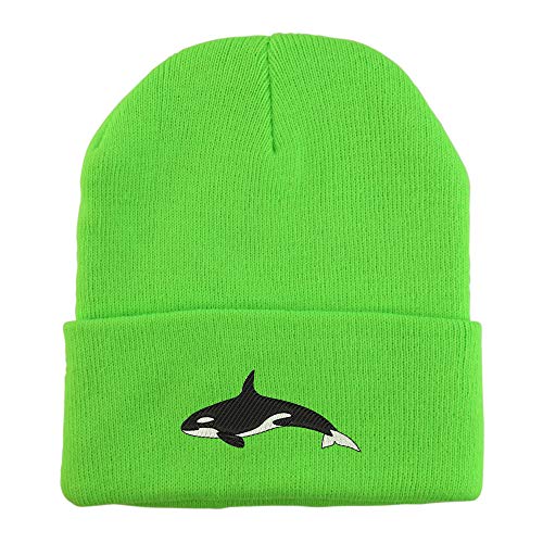 Trendy Apparel Shop Orca Killer Whale Embroidered Winter Long Cuff Beanie