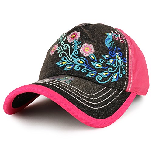 Trendy Apparel Shop Peacock Embroidered Stitch Multi Color Baseball Cap