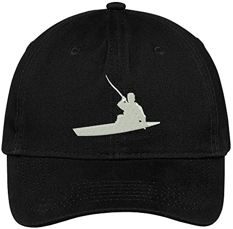 Trendy Apparel Shop Kayaker Silhouette Embroidered Low Profile Soft Cotton Brushed Baseball Cap