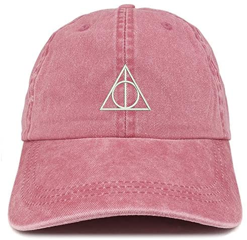 Trendy Apparel Shop Deathly Hallows Magic Logo Embroidered Washed Cotton Adjustable Cap