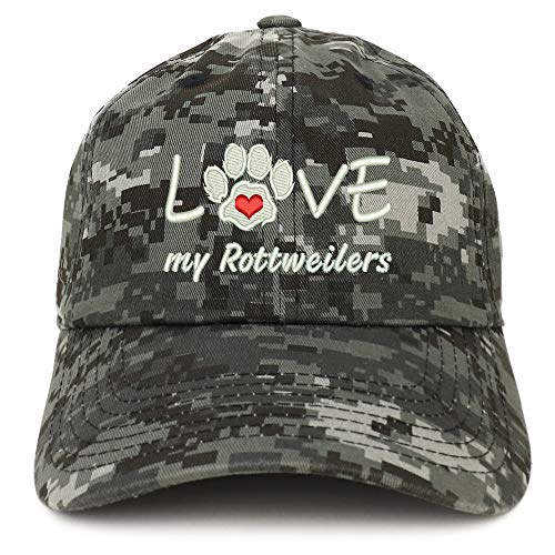 Trendy Apparel Shop I Love My Rottweilers Embroidered Soft Crown 100% Brushed Cotton Cap
