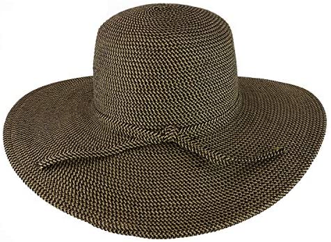 Trendy Apparel Shop UPF 50+ Paper Braid Tweed 4" Flat Brim Sun Shade Hat