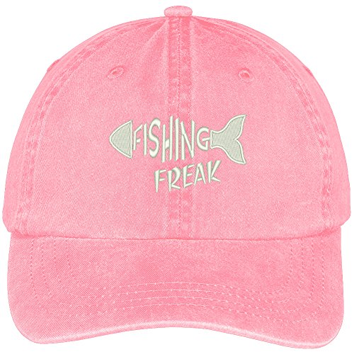 Trendy Apparel Shop Fishing Freak Embroidered Cotton Washed Baseball Cap Pink / One Size