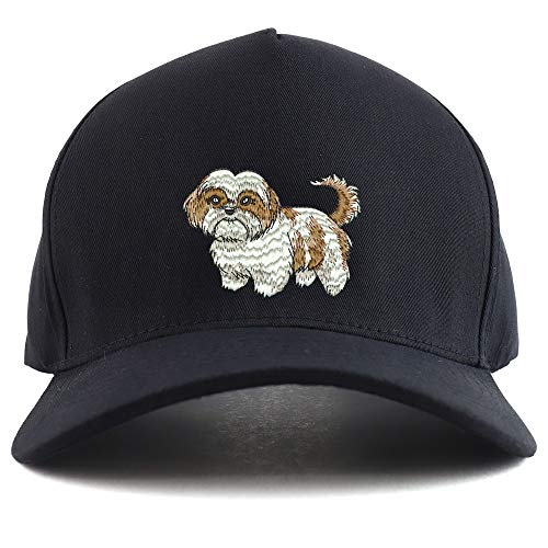 Trendy Apparel Shop Shih Tzu Dog Embroidered Oversized 5 Panel XXL Baseball Cap