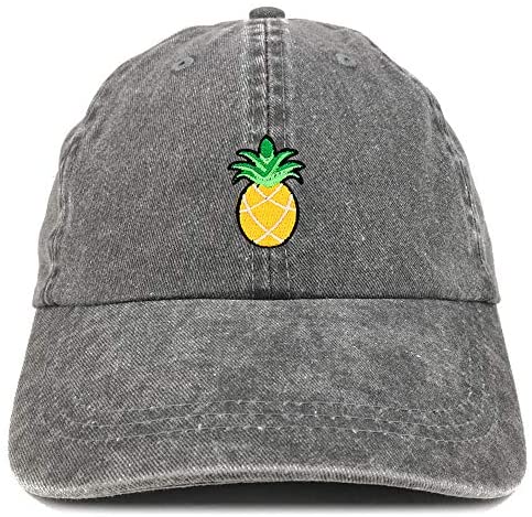 Trendy Apparel Shop Pineapple Patch Pigment Dyed Washed Baseball Cap