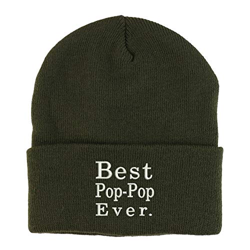Trendy Apparel Shop Best Pop Pop Ever Embroidered Winter Long Cuff Beanie