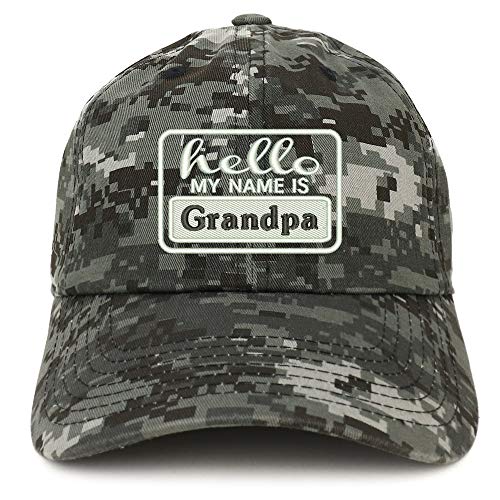 Trendy Apparel Shop Hello My Name is Grandpa Soft Crown 100% Brushed Cotton Cap