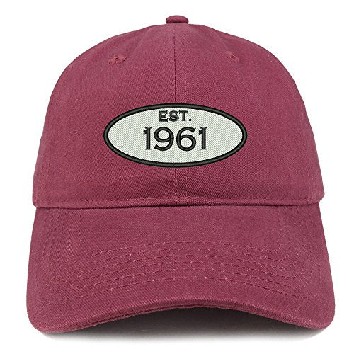 Trendy Apparel Shop Established 1961 Embroidered 60th Birthday Gift Soft Crown Cotton Cap