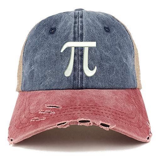 Trendy Apparel Shop Pi Day Symbol Pigment Dyed Front Mesh Back Frayed Bill Cap