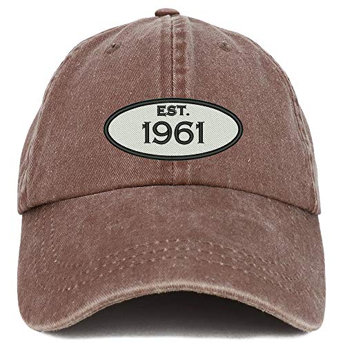 Trendy Apparel Shop 60th Birthday Established Year Washed Cotton Adjustable Cap