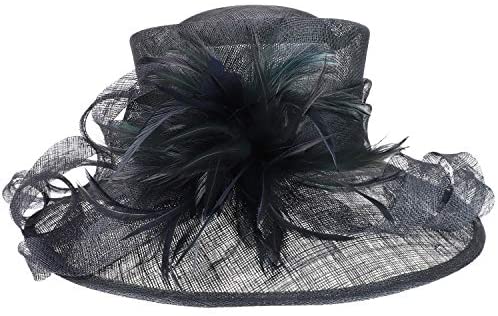 Trendy Apparel Shop Loops Feather Flower Decorated Kentucky Derby Sinamay Hat