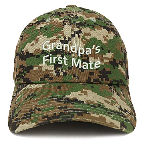 Trendy Apparel Shop Grandpa's First Mate Embroidered Soft Crown 100% Brushed Cotton Cap