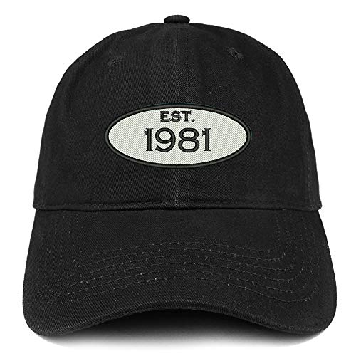 Trendy Apparel Shop 40th Birthday Established 1981 Soft Crown Brushed Cotton Cap