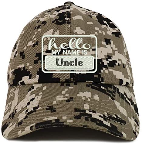 Trendy Apparel Shop Hello My Name is Uncle Soft Crown 100% Brushed Cotton Cap