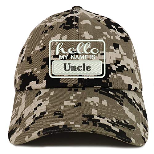 Trendy Apparel Shop Hello My Name is Uncle Soft Crown 100% Brushed Cotton Cap