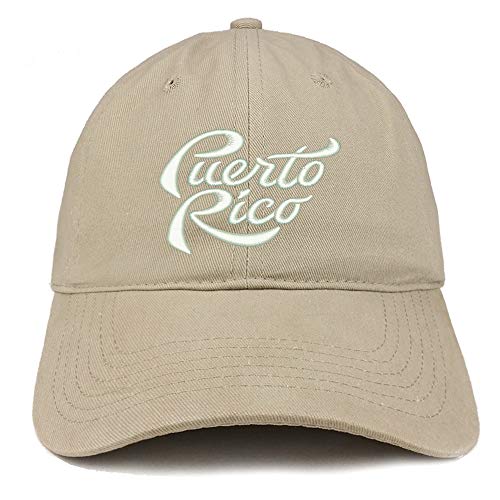 Trendy Apparel Shop Puerto Rico Script Embroidered Soft Crown 100% Brushed Cotton Cap