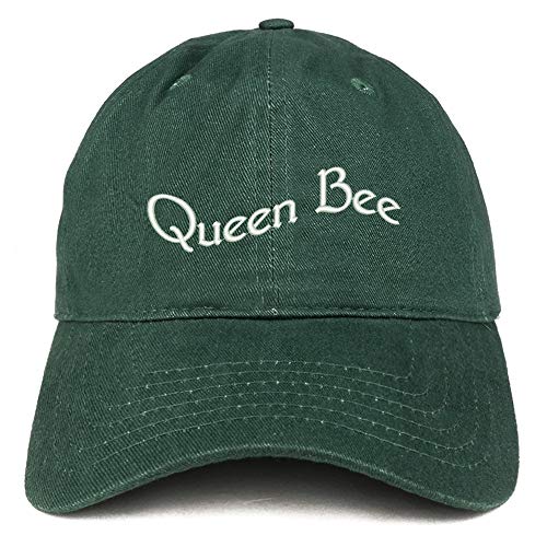 Trendy Apparel Shop Queen Bee Text Embroidered Soft Crown 100% Brushed Cotton Cap