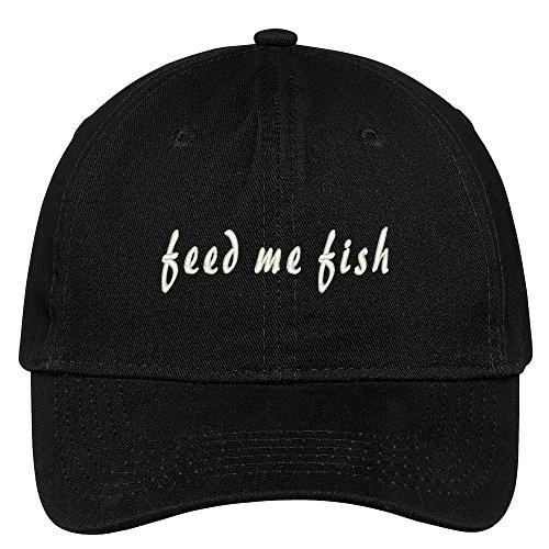 Trendy Apparel Shop Feed Me Fish Embroidered Low Profile Cotton Cap Dad Hat