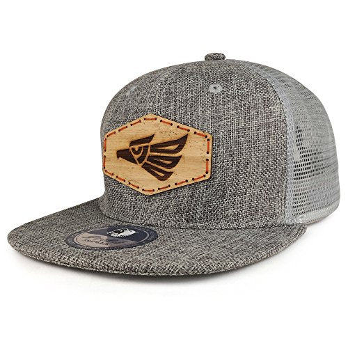 Trendy Apparel Shop Hecho EN Mexico Eagle Wood Patched Canvas Flat Bill Snapback Mesh Cap