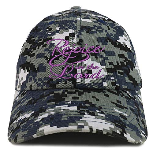 Trendy Apparel Shop Rejoice in The Lord Embroidered Soft Crown 100% Brushed Cotton Cap