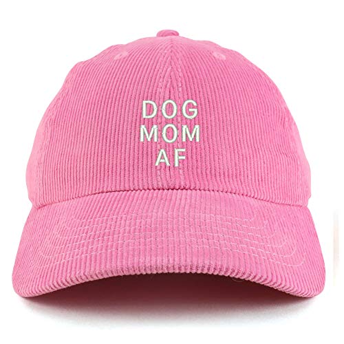 Trendy Apparel Shop Dog Mom AF Cotton Corduroy Unstructured Baseball Cap