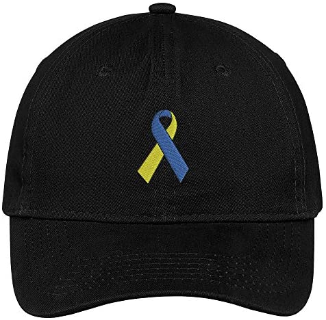 Trendy Apparel Shop Down Syndrome Ribbon Embroidered Soft Crown 100% Brushed Cotton Cap