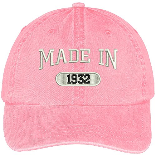 Trendy Apparel Shop 87th Birthday - Made in 1932 Embroidered Low Profile Washed Cotton Baseball Cap