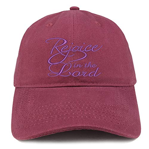 Trendy Apparel Shop Rejoice in The Lord Embroidered Soft Crown 100% Brushed Cotton Cap