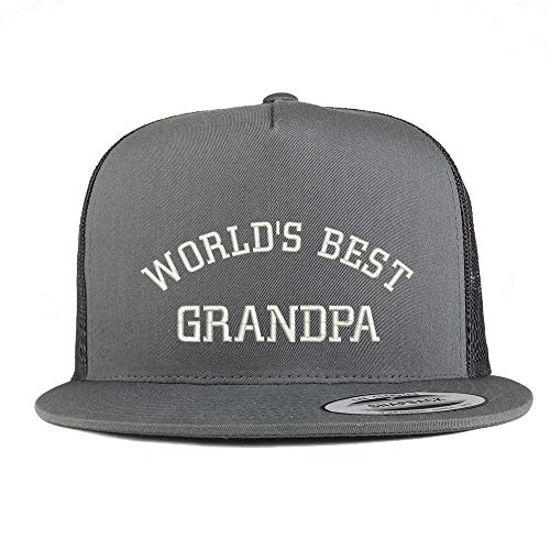 Trendy Apparel Shop Flexfit World's Best Grandpa Embroidered 5 Panel Flatbill Snapback Mesh Cap