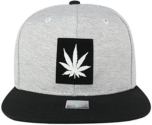 Trendy Apparel Shop Marijuana Leaf Rubber Patch Cotton Adjustable Snapback Cap