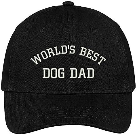 Trendy Apparel Shop World's Best Dog Dad Embroidered Low Profile Deluxe Cotton Cap