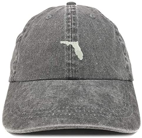 Trendy Apparel Shop Florida State Map Embroidered Washed Cotton Adjustable Cap