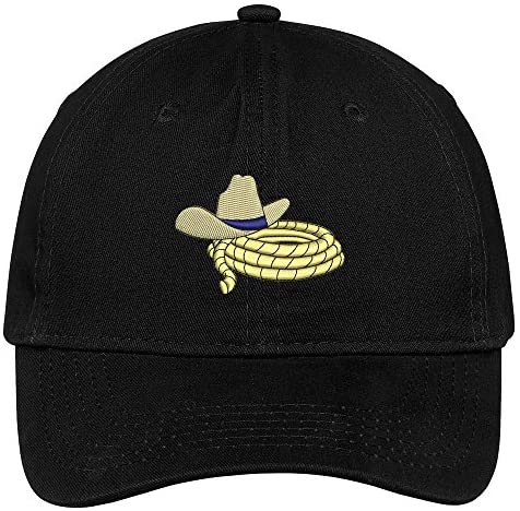 Trendy Apparel Shop Cowboy Hat and Rope Embroidered Cap Premium Cotton Dad Hat