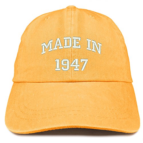 Trendy Apparel Shop Made in 1947 Text Embroidered 74th Birthday Washed Cap