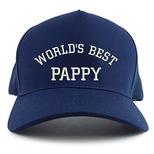 Trendy Apparel Shop World's Best Pappy Embroidered Oversized 5 Panel XXL Trucker Mesh Cap