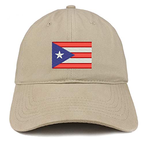 Trendy Apparel Shop Puerto Rico Flag Embroidered Soft Crown 100% Brushed Cotton Cap