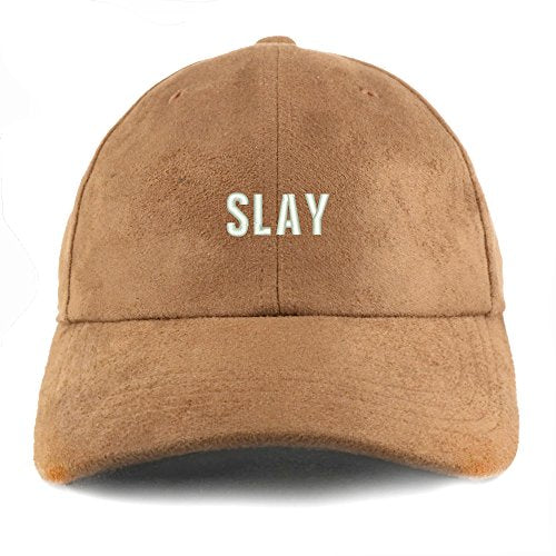 Trendy Apparel Shop Slay Embroidered Faux Suede Leather Adjustable Cap