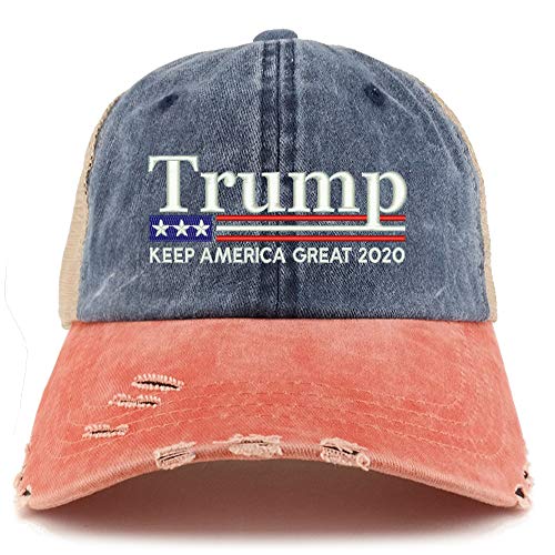Trendy Apparel Shop Trump Keep America Great 2020 Flag Frayed Bill Trucker Cap